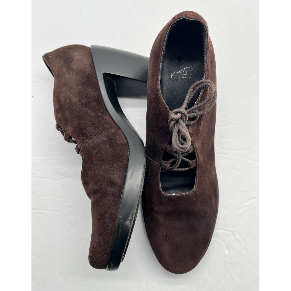 Dansko Brown Suede Lace Up Block Heel Oxford Shoes Womens 7.5-8/ 38 Whimsigoth - Picture 9 of 9